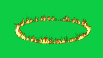 Ground fire flame ring circle burning animation on green screen background video