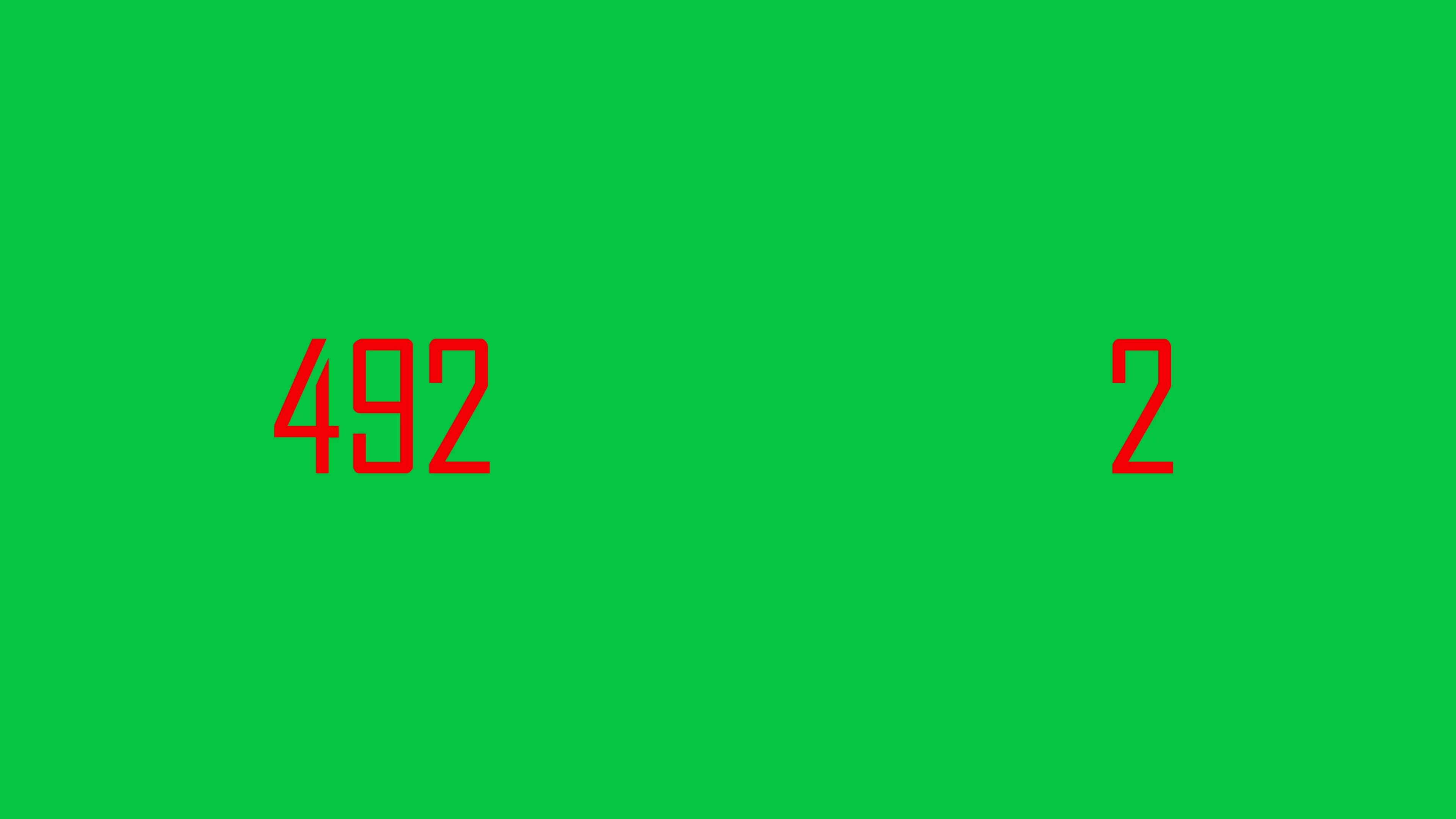 red random numbers changing constantly loop animation on green screen
