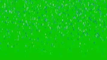 blue animated changing number digits flying up randomly isolated on green screen background video