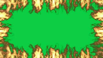 Fire frame effect animation isolated on green screen background video