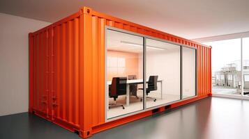 Mobile office buildings or container site office for construction site. Shipping container. Portable house and office cabins, illustration photo