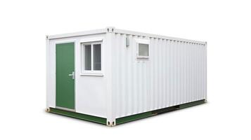 Mobile office buildings or container site office for construction site. Shipping container. Portable house and office cabins, illustration photo