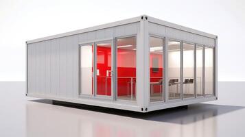 Mobile office buildings or container site office for construction site. Shipping container. Portable house and office cabins, illustration photo