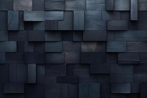 Dark blue abstract background made of cubes with . photo