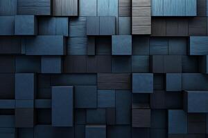 Dark blue abstract background made of cubes with . photo