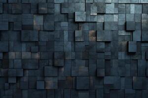 Dark blue abstract background made of cubes with . photo