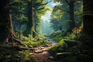 Beautiful summer mountain landscape with a river background with . photo
