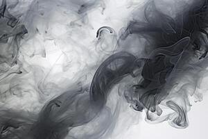 Abstract smoke moves on a black background with AI generated. photo