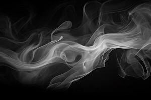 Abstract smoke moves on a black background with AI generated. photo