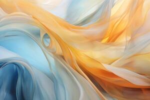 abstract background with blue, yellow and orange paint in water. with . photo