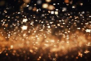 Abstract glitter lights and stars background with . photo