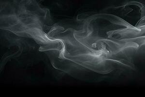 Abstract smoke moves on a black background with AI generated. photo