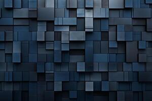 Dark blue abstract background made of cubes with AI generated. photo