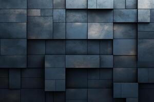 Dark blue abstract background made of cubes with . photo