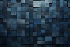 Dark blue abstract background made of cubes with . photo