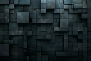 Dark blue abstract background made of cubes with AI generated. photo