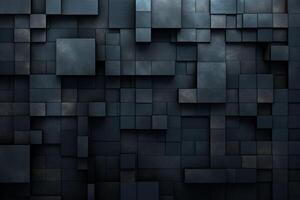 Dark blue abstract background made of cubes with . photo