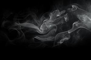 Abstract smoke moves on a black background with AI generated. photo