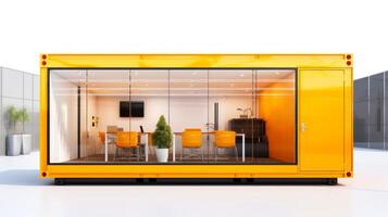 Mobile office buildings or container site office for construction site. Shipping container. Portable house and office cabins, illustration photo