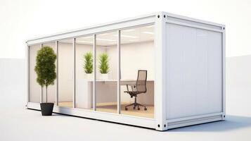 Mobile office buildings or container site office for construction site. Shipping container. Portable house and office cabins, illustration photo