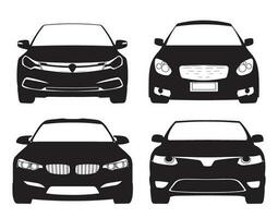 Sedan Car front view black silhouette vector