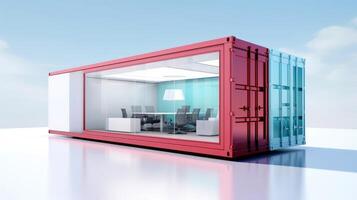 Mobile office buildings or container site office for construction site. Shipping container. Portable house and office cabins, illustration photo