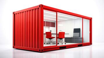 Mobile office buildings or container site office for construction site. Shipping container. Portable house and office cabins, illustration photo
