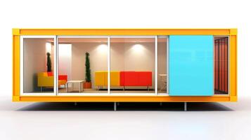 Mobile office buildings or container site office for construction site. Shipping container. Portable house and office cabins,Generative AI illustration photo