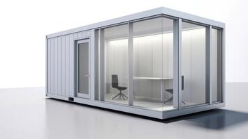 Mobile office buildings or container site office for construction site. Shipping container. Portable house and office cabins, illustration photo