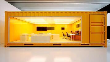 Mobile office buildings or container site office for construction site. Shipping container. Portable house and office cabins, illustration photo