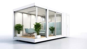 Mobile office buildings or container site office for construction site. Shipping container. Portable house and office cabins, illustration photo