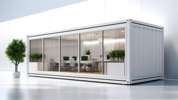 Mobile office buildings or container site office for construction site. Shipping container. Portable house and office cabins, illustration photo