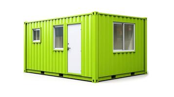 Mobile office buildings or container site office for construction site. Shipping container. Portable house and office cabins, illustration photo