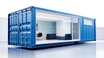Mobile office buildings or container site office for construction site. Shipping container. Portable house and office cabins, illustration photo
