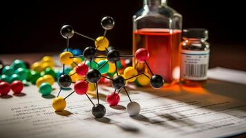 Medical studies of molecular structures. Science in the service of human. Technologies of the future in our life. molecule of medicine model, illustration photo