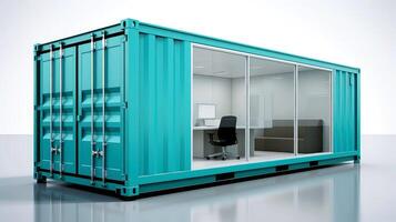 Mobile office buildings or container site office for construction site. Shipping container. Portable house and office cabins,Generative AI illustration photo