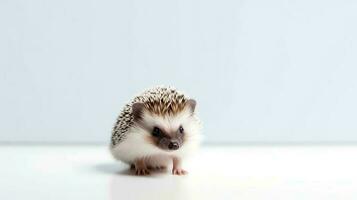 Photo of a hedgehog on white background. Generative AI