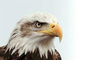 foto de un calvo águila en blanco antecedentes. generativo ai