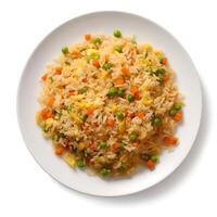 Photo of Fried Rice on plate isolated on white background. Created by