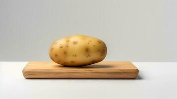 Photo of Potatoe isolated on wooden board isolated on white background