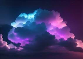 3d render abstract clouds illuminated with darkness light photo