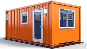 Mobile office buildings or container site office for construction site. Shipping container. Portable house and office cabins, illustration photo
