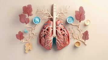 3d ilustración de el humano Organo sistemas, humano interno órganos anatomía. nervioso, circulatorio, digestivo, excretorio, urinario, y hueso sistemas médico educación concepto, generativo ai ilustración foto
