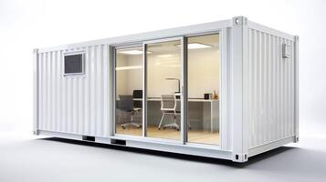 Mobile office buildings or container site office for construction site. Shipping container. Portable house and office cabins, illustration photo