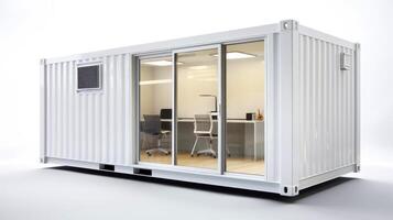 Mobile office buildings or container site office for construction site. Shipping container. Portable house and office cabins,Generative AI illustration photo