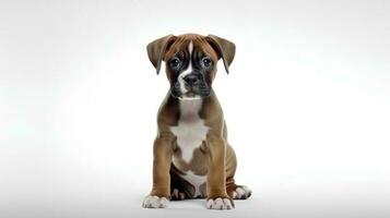 foto de un Boxer perro en blanco antecedentes. generativo ai