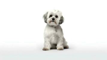 Photo of a lhasa apso on white background. Generative AI