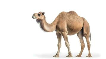 Photo of a camel on white background. Generative AI