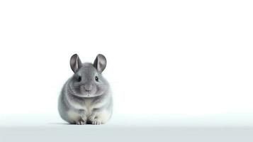 Photo of a chinchilla on white background. Generative AI