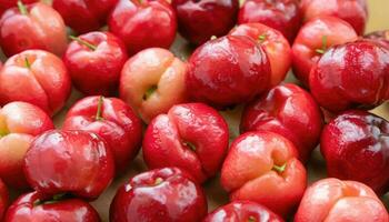 Close Up Of Fresh Acerola Cherry Fruits photo